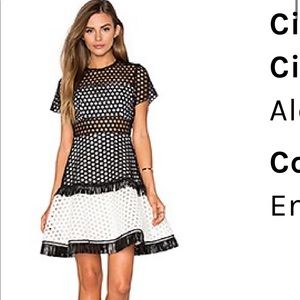 Alexis Cinthia Dress in Black and White Circle Embroidery